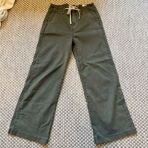 Olive Green Wide Leg Drawstring Pants